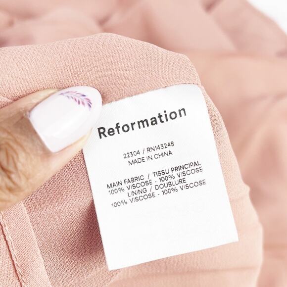 Reformation Women's Indrid Side Slit Fitted bodice Dress in Praline Pink Size 10 - Picture 5 of 5